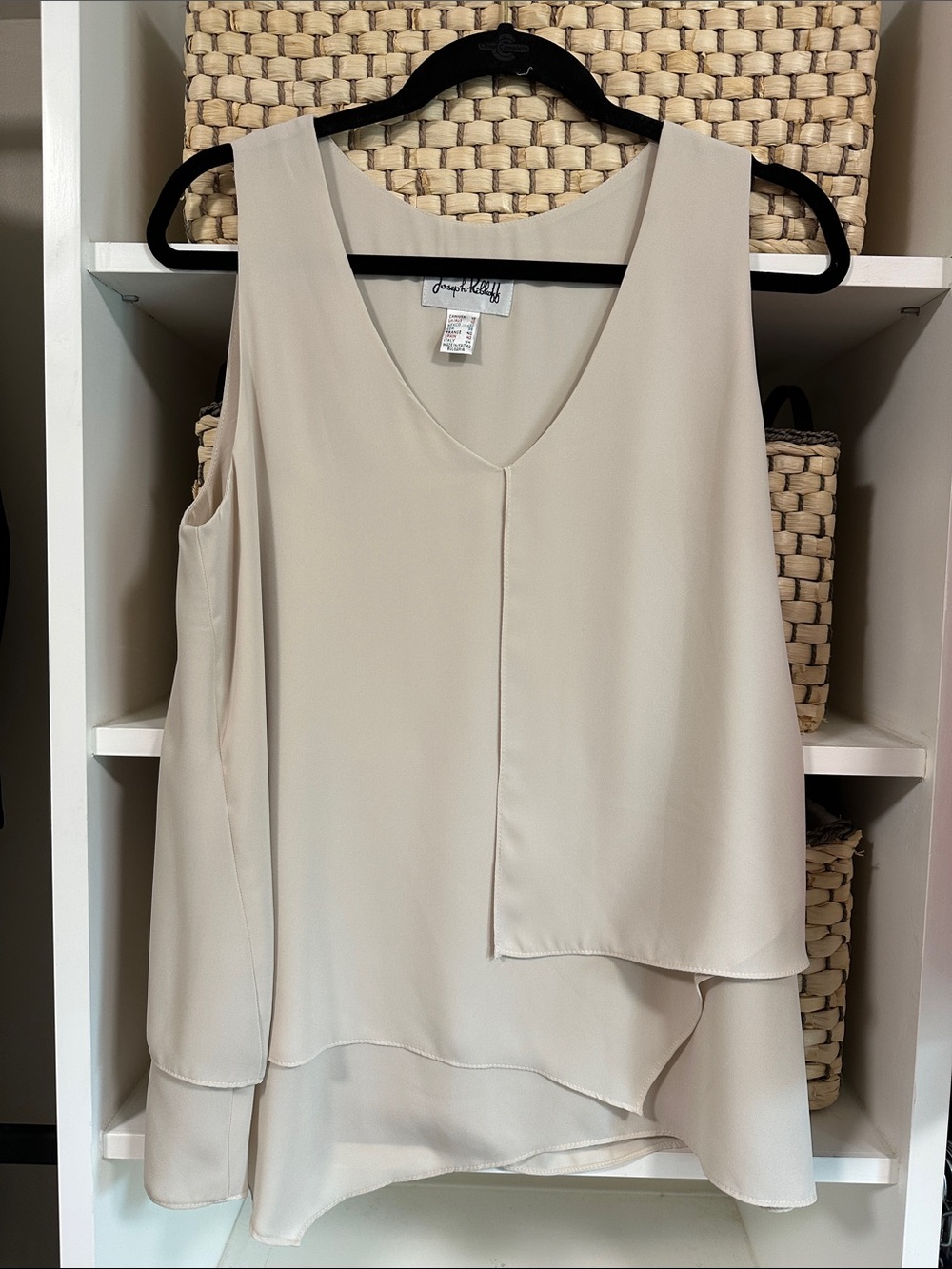 Joseph Ribkoff Layered V-Neck Sleeveless Camisole in Cream